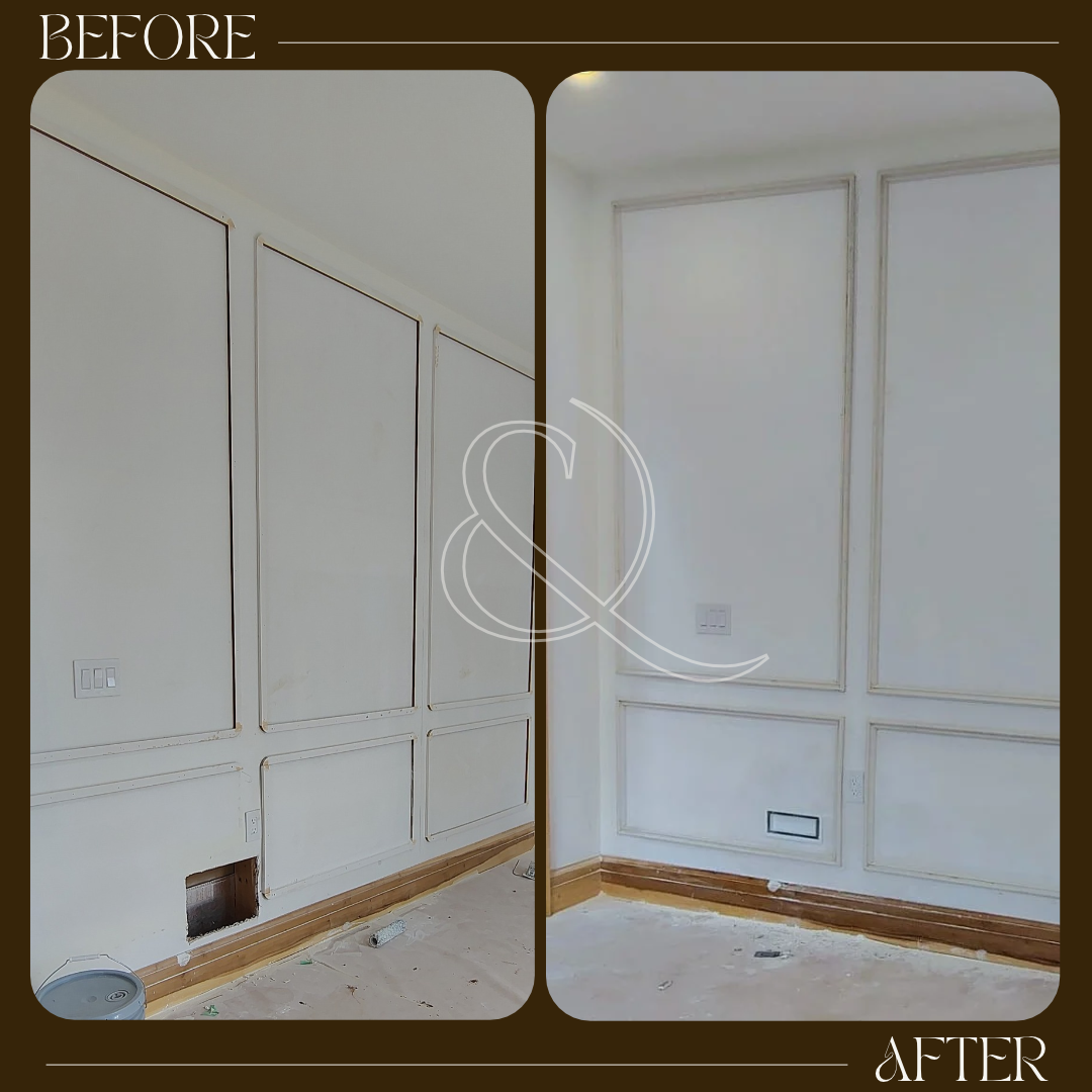 Decorative wall moulding before and after